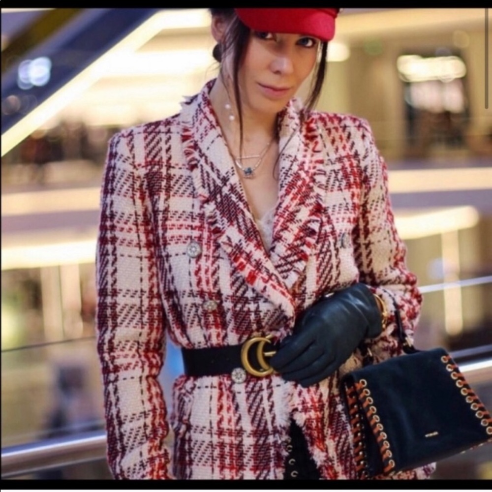 Zara multicolored tweed jacket